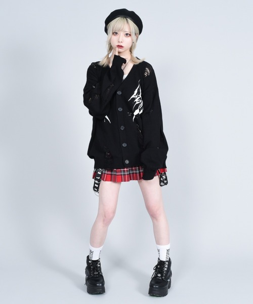 REFLEM（レフレム） ニットカーディガン FREE ブラック×ホワイト