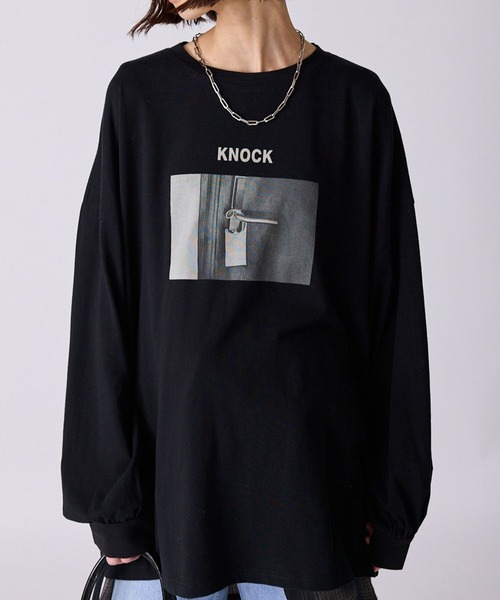 AO2 tシャツ Photo Print Wide Silhouette Long Sleeve T-Shirt