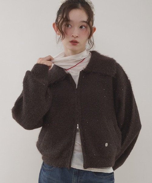 ミッソーニスパンコールカーディガン MUHET（ミュエータ） カーディガン sequin zip-up knit cardigan