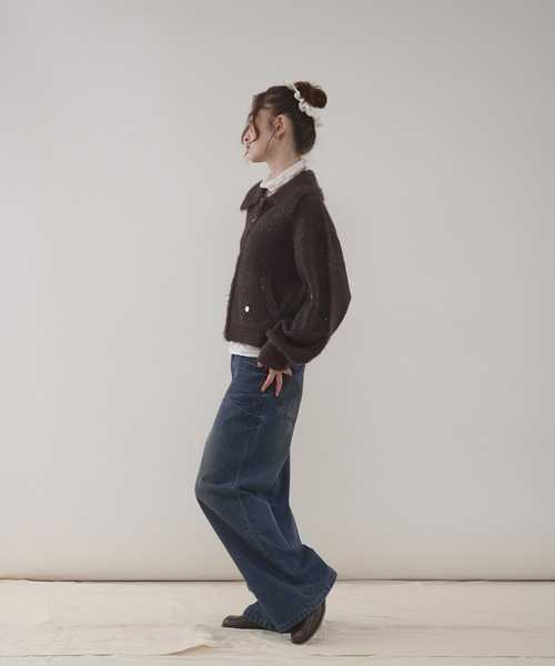MUHET（ミュエータ） カーディガン sequin zip-up knit cardigan