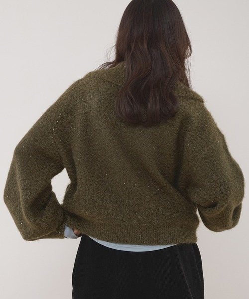 MUHET（ミュエータ） カーディガン sequin zip-up knit cardigan