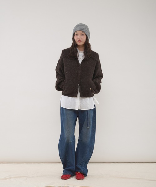 MUHET（ミュエータ） カーディガン sequin zip-up knit cardigan