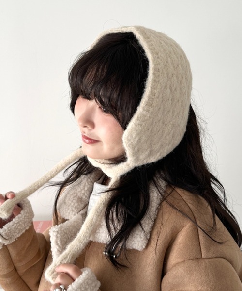 【ぎゅな】垂れ耳ボンネット イヤーマフ ニット×ファーリバーシブルイヤーマフ / 耳当て レディース メンズ