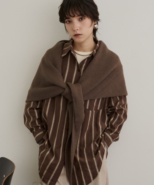 DFFUR. ストール マフラー ウール混トライアングルニットストール