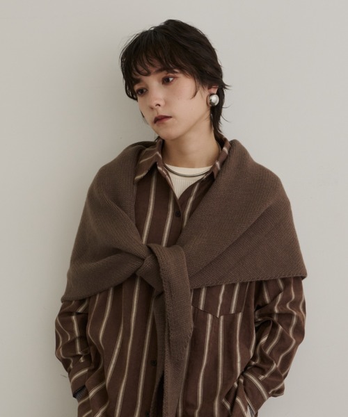 DFFUR. ストール マフラー ウール混トライアングルニットストール