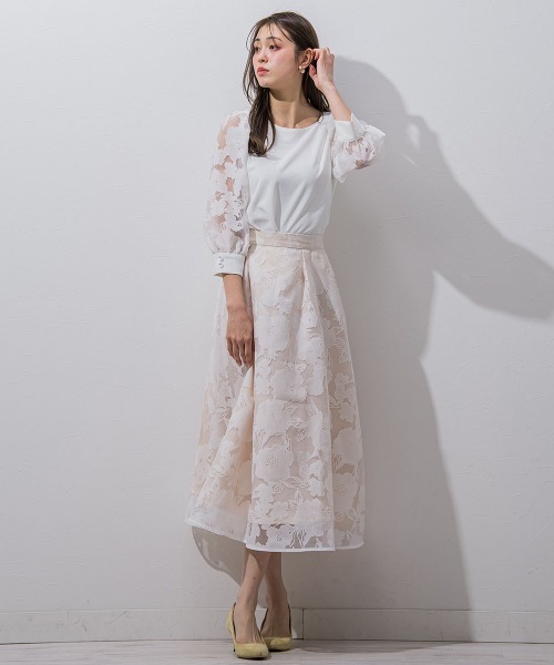 「QUEENS COURT」 7分袖カットソー M ホワイト レディース_画像3