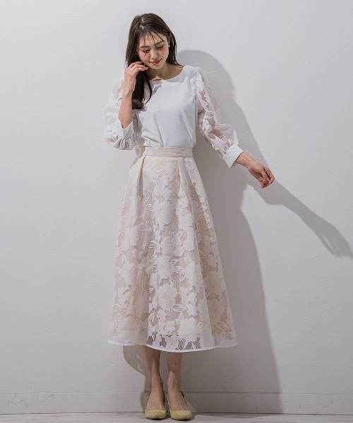 「QUEENS COURT」 7分袖カットソー M ホワイト レディース_画像4