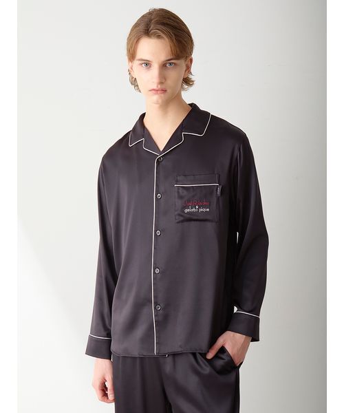 【新品•未使用】gelato pique サテンシャツ•パンツセット gelato pique（ジェラートピケ） パジャマ 「JOEL ROBUCHON」「HOMME