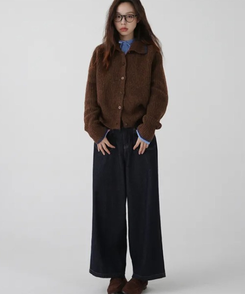 カーディガン 配色スタンドネックリブボタンカーディガン レディース | lulufa | 17