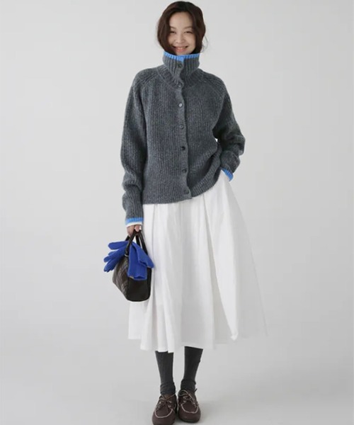 カーディガン 配色スタンドネックリブボタンカーディガン レディース | lulufa | 10