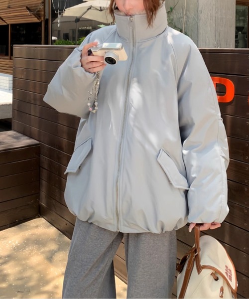 LUCPY コート アウター リッチファーフード中綿ジャケット レディース