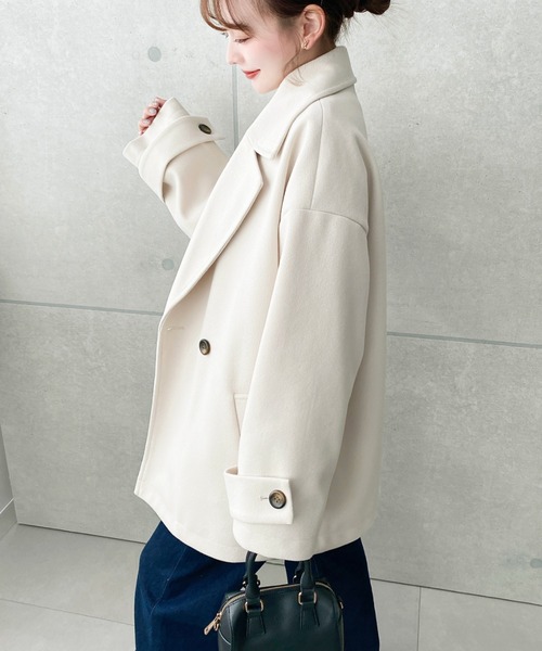 moment+ コート チェスターコート ニットメルトンダブルボタン