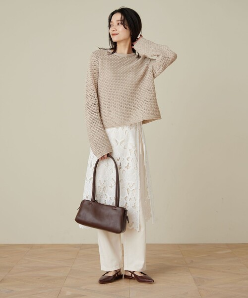 【BEIGE】メッシュ ニット プルオーバー ウォッシャブル メッシュ ニット プルオーバー ウォッシャブル