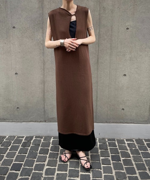 「&g'aime」 ニットワンピース FREE ブラウン レディース_画像3
