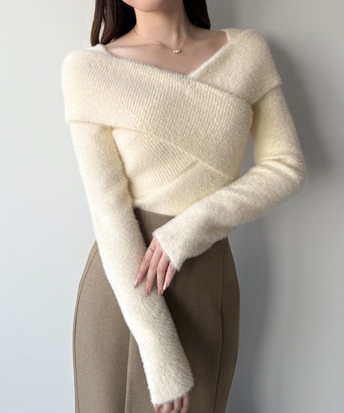 「mipiarl」 長袖ニット MEDIUM チャコール レディース_画像2