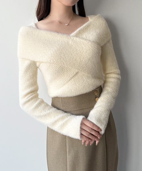 「mipiarl」 長袖ニット MEDIUM チャコール レディース_画像4