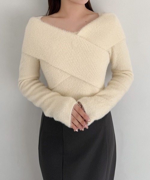 「mipiarl」 長袖ニット MEDIUM チャコール レディース_画像5