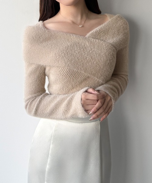 「mipiarl」 長袖ニット MEDIUM チャコール レディース_画像7