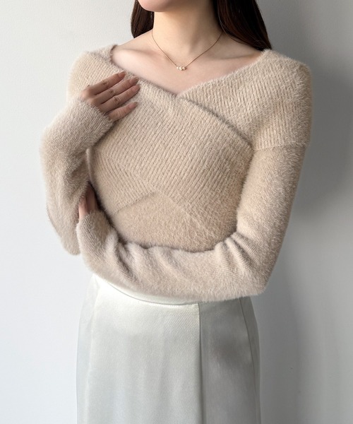 「mipiarl」 長袖ニット MEDIUM チャコール レディース_画像8