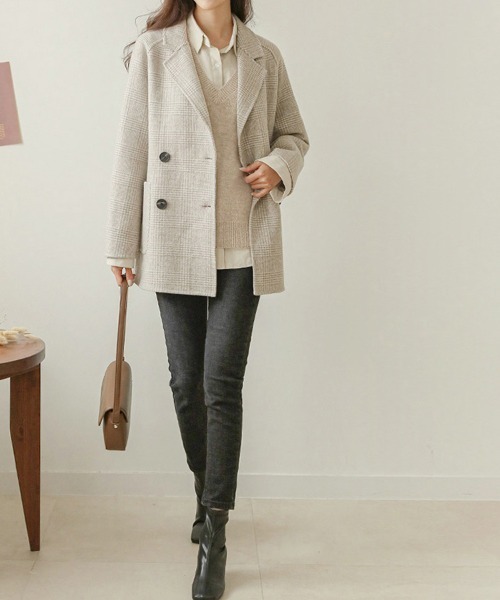 [Doux Belle] вязаный лучший LARGE черный женский 