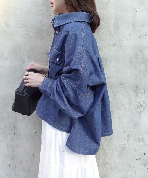 CORNERS（コーナーズ） ブラウス シャツ クロップドデニムシャツ