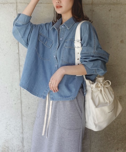 CORNERS（コーナーズ） ブラウス シャツ クロップドデニムシャツ