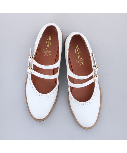 「あしながおじさん」 フラットパンプス 24.0cm オフホワイト レディース_画像2