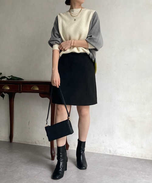 「DouDou」 長袖ニット FREE チャコールグレー レディース_画像5