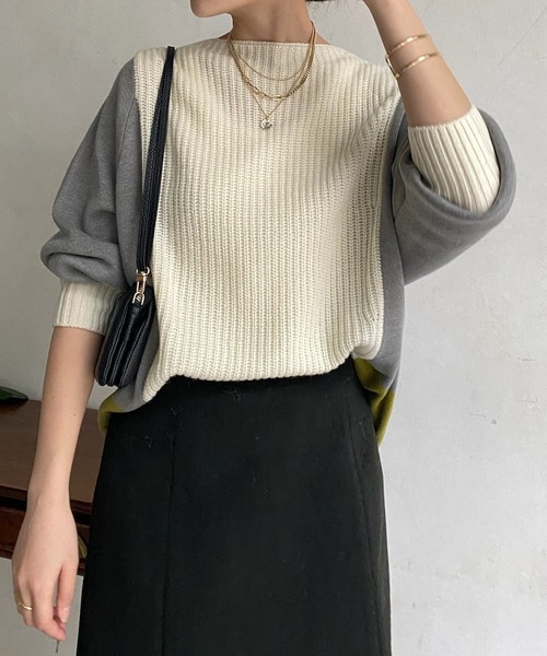 「DouDou」 長袖ニット FREE チャコールグレー レディース_画像9