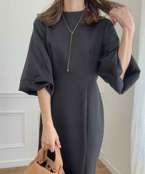 「LAUIR」 長袖ワンピース MEDIUM ブラック レディース_画像6