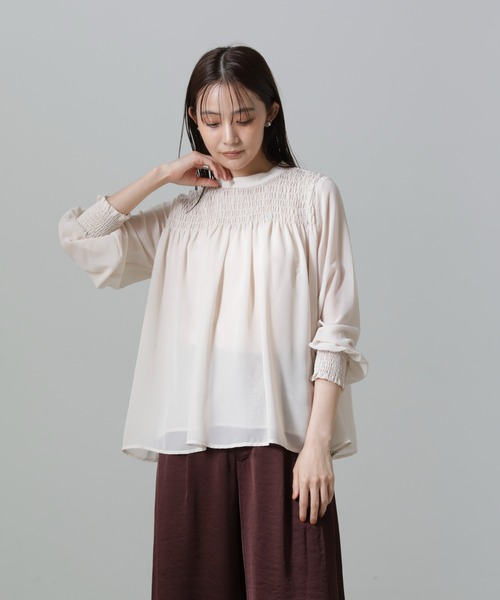 「NANO universe」 長袖ブラウス FREE ネイビー レディース_画像4