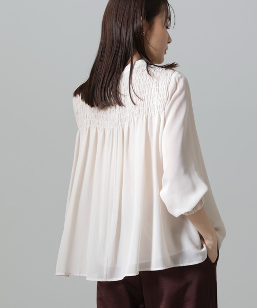 「NANO universe」 長袖ブラウス FREE ネイビー レディース_画像5