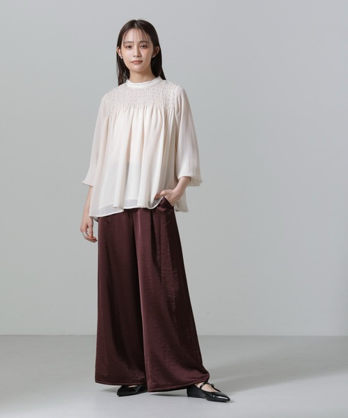 「NANO universe」 長袖ブラウス FREE ネイビー レディース_画像7