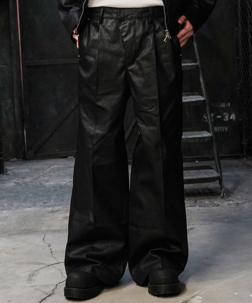 ルネ　ワイドパンツ　ブラックデニム LANDNESS ワイドパンツ ジーンズ 「LANDNESS/ランドネス」COATED DENIM