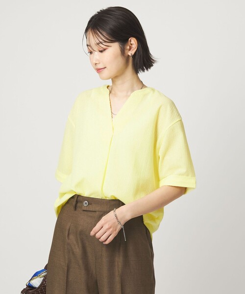 tシャツ サッカー スキッパー プルオーバー カットソー レディースの画像