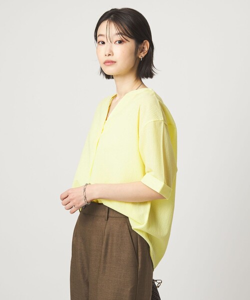 tシャツ サッカー スキッパー プルオーバー カットソー レディースの画像
