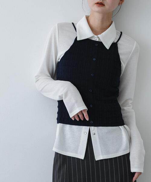 黒い立体テクスチャーキャミソール CHIC STYLE（シックスタイル） キャミソール 入学式 卒業式
