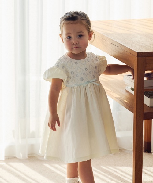 ワンピース 「10mois(ディモワ)」fleurドレス 80・90・100cm キッズ 子供服 女の子の画像