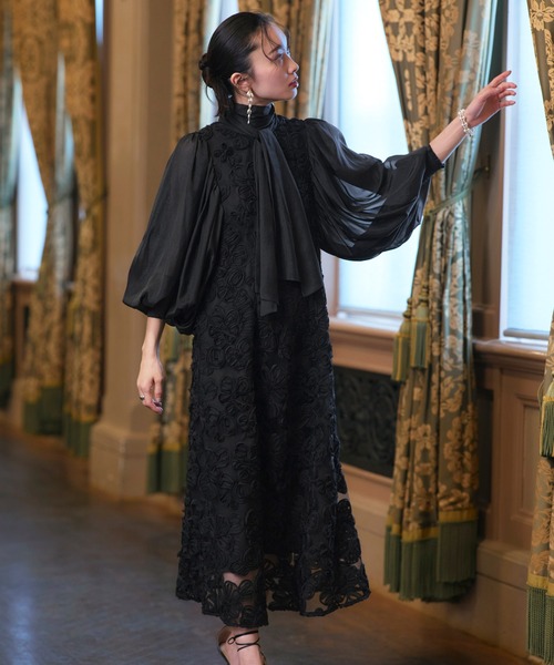 RUIRUE BOUTIQUE（ルイルエブティック） 長袖ワンピース L ネイビー