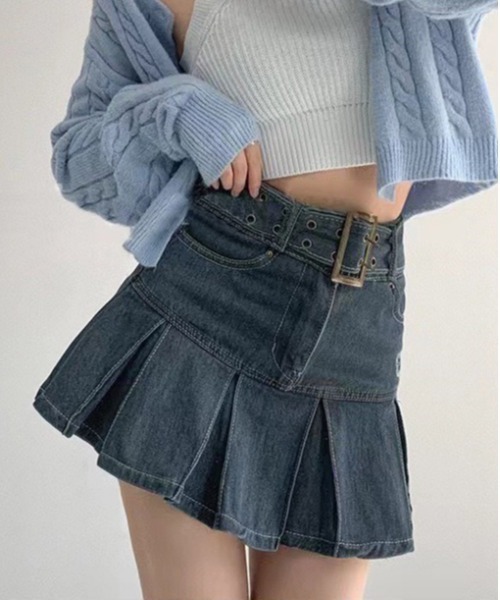 「BARELY BLUE」 デニムスカート X-LARGE インディゴブルー レディース_画像4