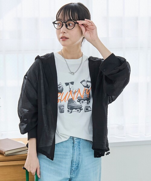 coen（コーエン） ブラウス シャツ 夏 シアーフーディーシャツ