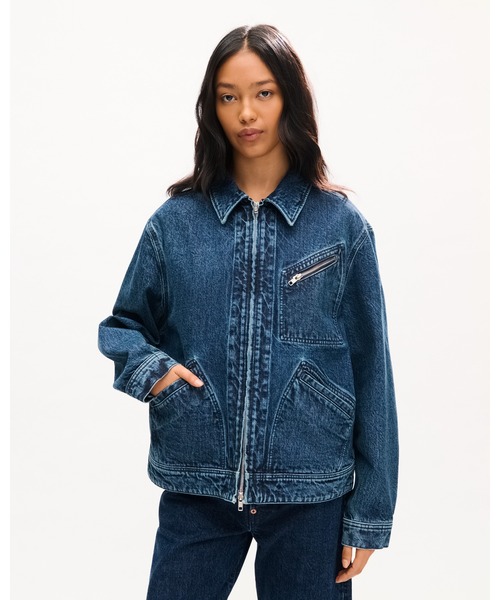 デニムジャケット gジャン 'KENZO Signature' ユーティリティ ジャケット イン ジャパニーズ デニム メンズの画像