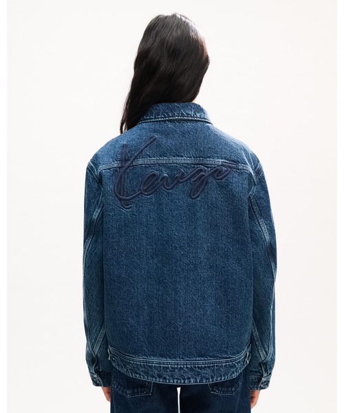 デニムジャケット gジャン 'KENZO Signature' ユーティリティ ジャケット イン ジャパニーズ デニム メンズの画像