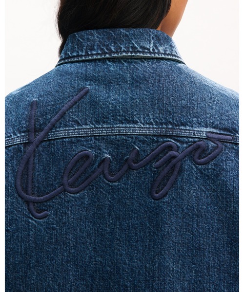 デニムジャケット gジャン 'KENZO Signature' ユーティリティ ジャケット イン ジャパニーズ デニム メンズの画像