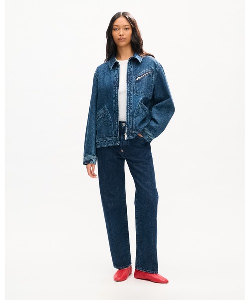 デニムジャケット gジャン 'KENZO Signature' ユーティリティ ジャケット イン ジャパニーズ デニム メンズの画像