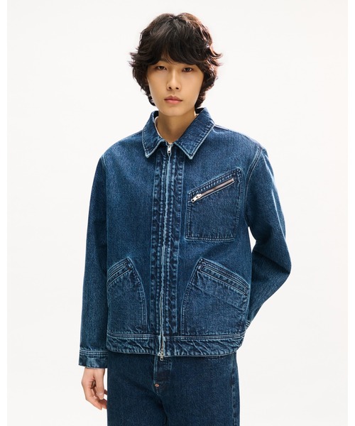 デニムジャケット gジャン 'KENZO Signature' ユーティリティ ジャケット イン ジャパニーズ デニム メンズの画像