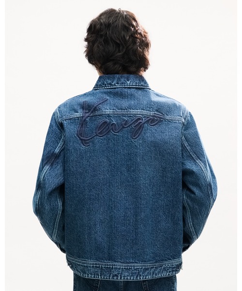 デニムジャケット gジャン 'KENZO Signature' ユーティリティ ジャケット イン ジャパニーズ デニム メンズの画像