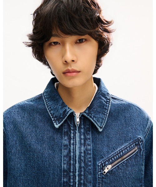 デニムジャケット gジャン 'KENZO Signature' ユーティリティ ジャケット イン ジャパニーズ デニム メンズの画像