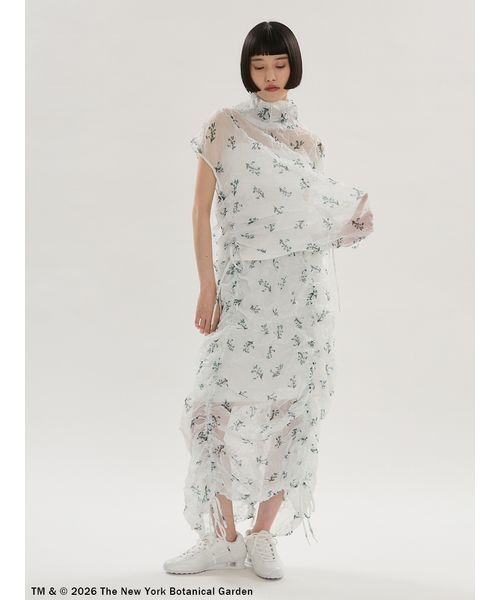 スカート 「emmi×NYBG」フラワーワッシャースカート「セットアップ対応」/ハンドウォッシャブルの画像