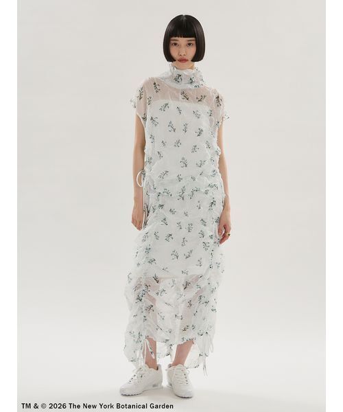 スカート 「emmi×NYBG」フラワーワッシャースカート「セットアップ対応」/ハンドウォッシャブルの画像